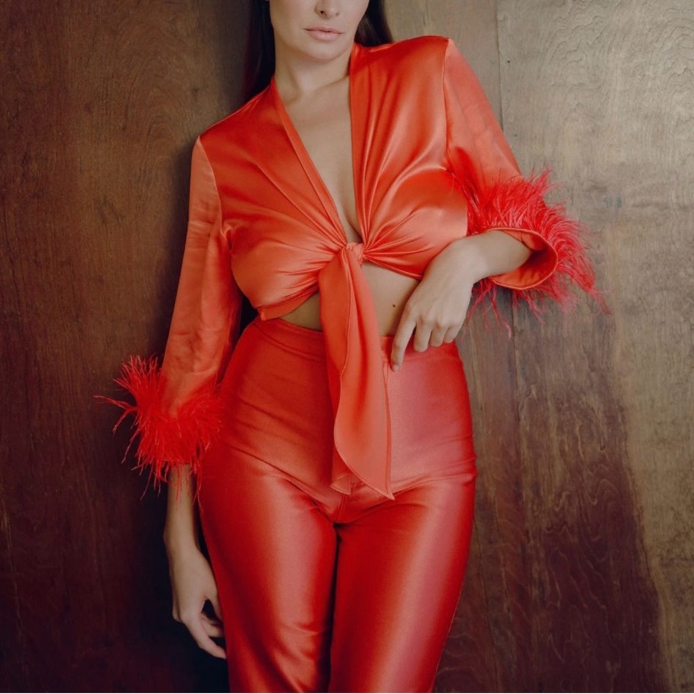 REZEK Scarlett Hustle pant and matching feather top